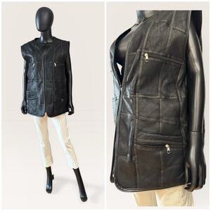 Genuine Sheepskin Distressed Leather Black Vest